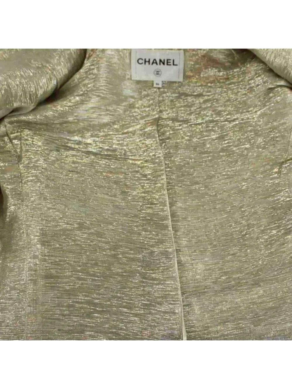 Chanel Color Tweed Jacket Outer Zip Up Wool 36 Light Gray Gold